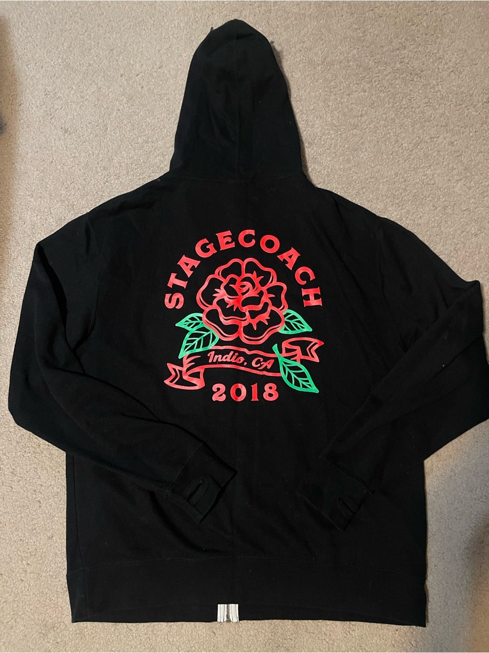 Stagecoach 2018 Black Hoodie with Red Rose Graphic